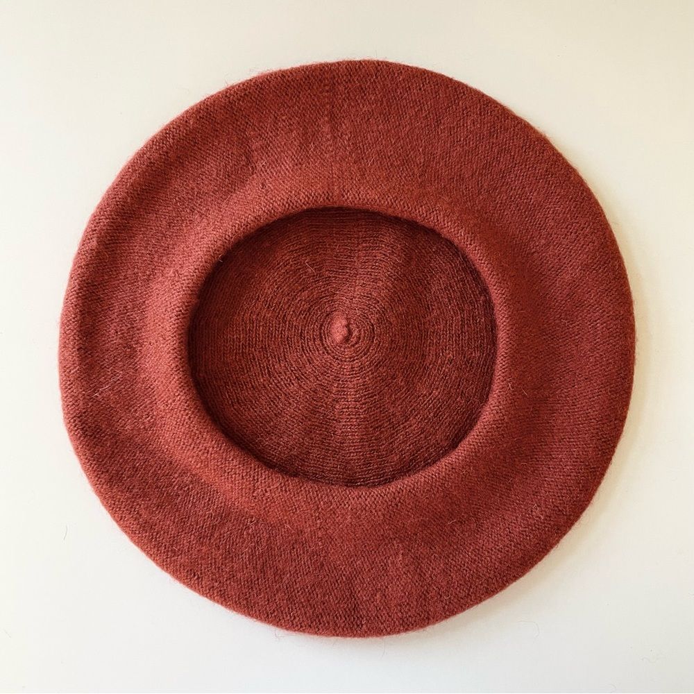 Light Rust, Pumpkin Spice French Beret Hat with Classic Tail at Center T… - Picture 5 of 8